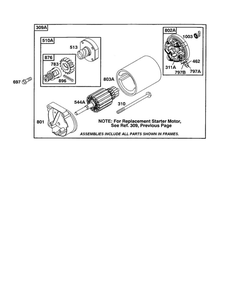 Starter Housing Diagram and Parts List for 422700-422799 2107- 2281- 2500 Briggs and Stratton Engine